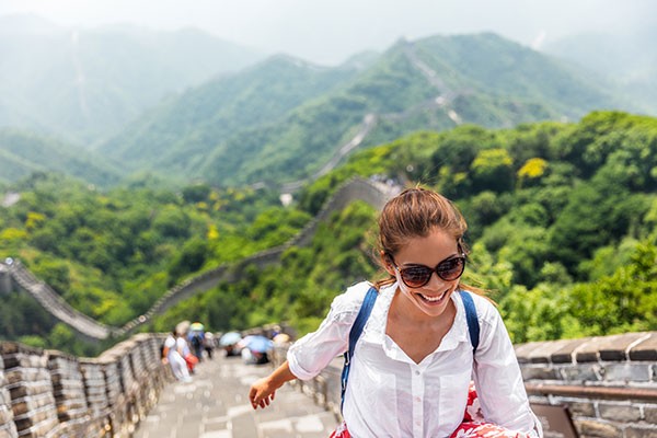 Woman climbing stairs