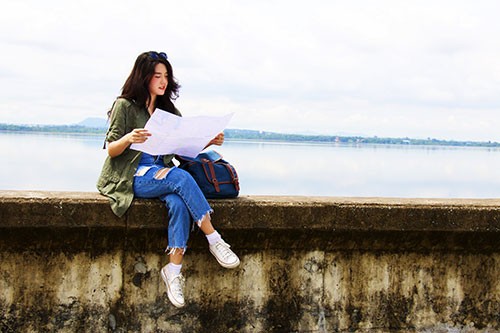 Woman with map