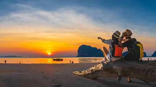 Couple watching sunset