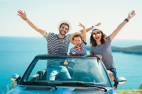 Family in car